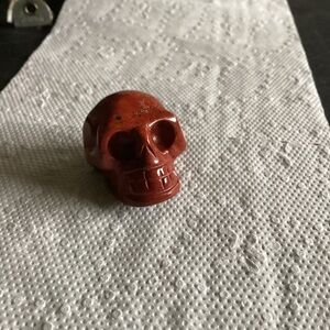 Red Jasper Genuine Carved Stone Skull Head